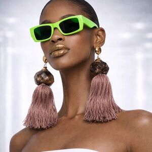 Mauve Tassel Bead Earrings 3"5 in length ships the same day no waiting